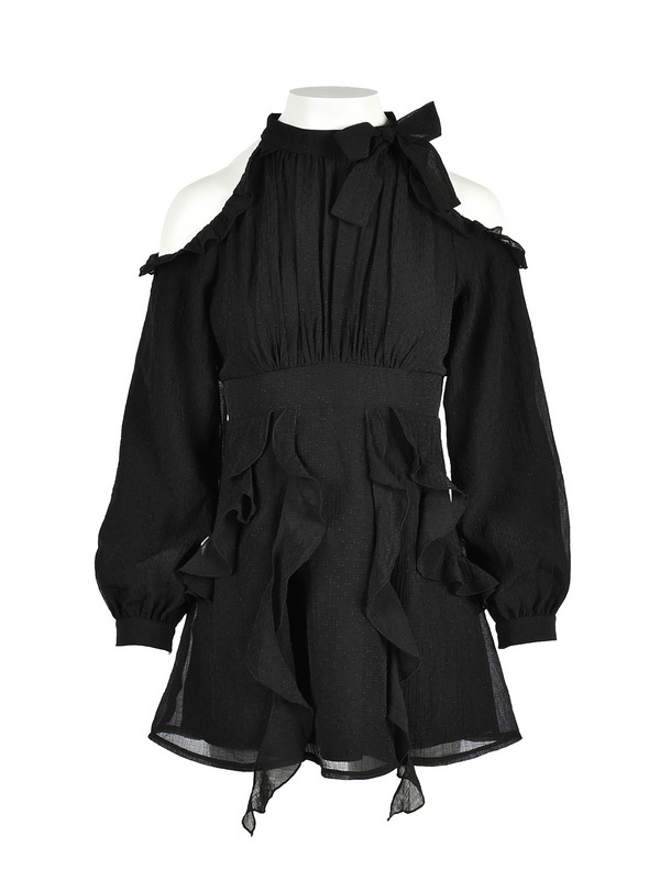 American Sleeve Frill Mini Onepiece 詳細画像 ブラック 1