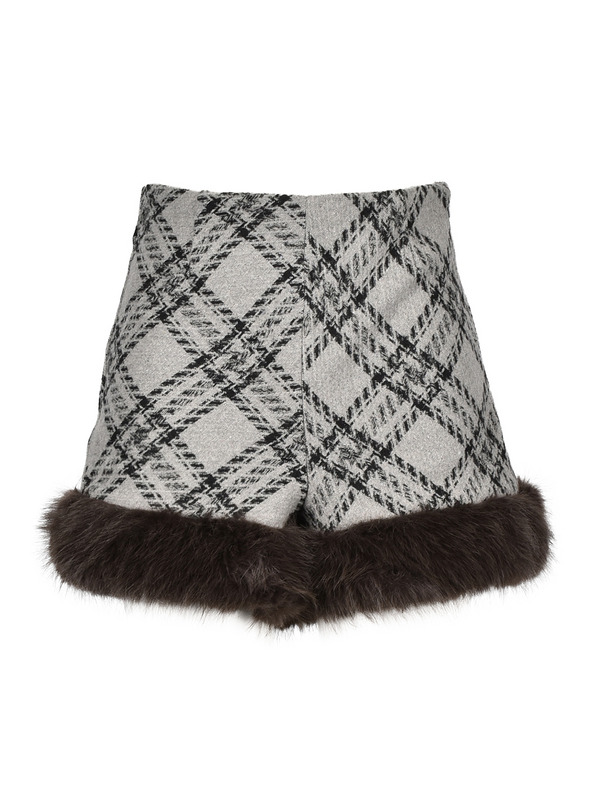 Fur Check Short Pants 詳細画像 グレイ 1