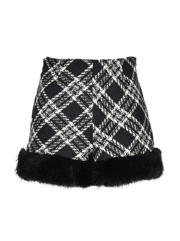 Fur Check Short Pants 詳細画像 ブラック 1