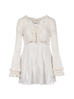 Ribbon Ruffle Knit Cardigan Onepiece