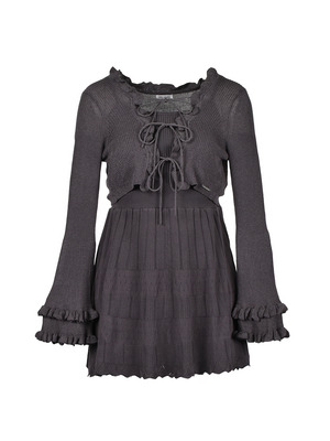 Ribbon Ruffle Knit Cardigan Onepiece