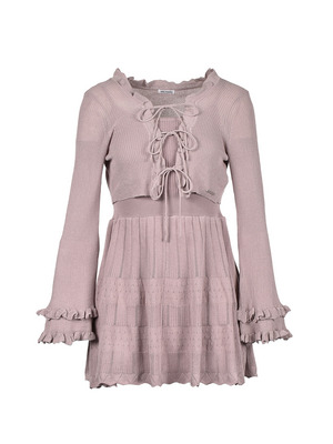 Ribbon Ruffle Knit Cardigan Onepiece