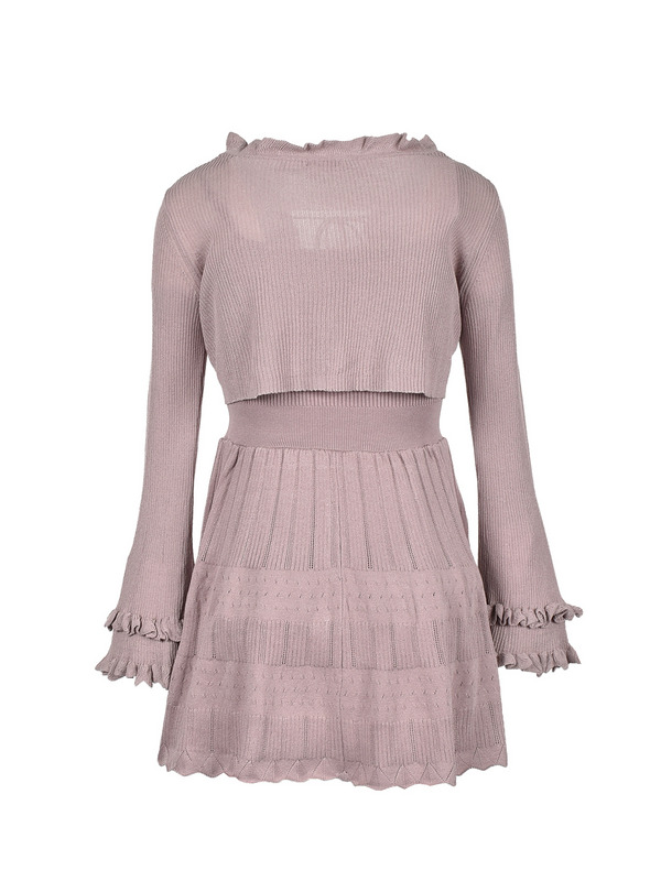 Ribbon Ruffle Knit Cardigan Onepiece 詳細画像 ピンク 11