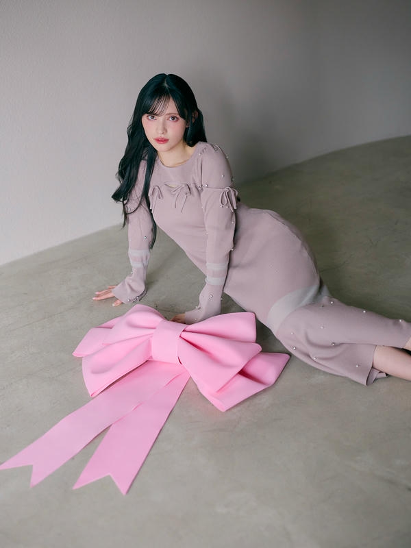 Bijou Sheer Knit Mermaid Onepiece 詳細画像 ブラック 11