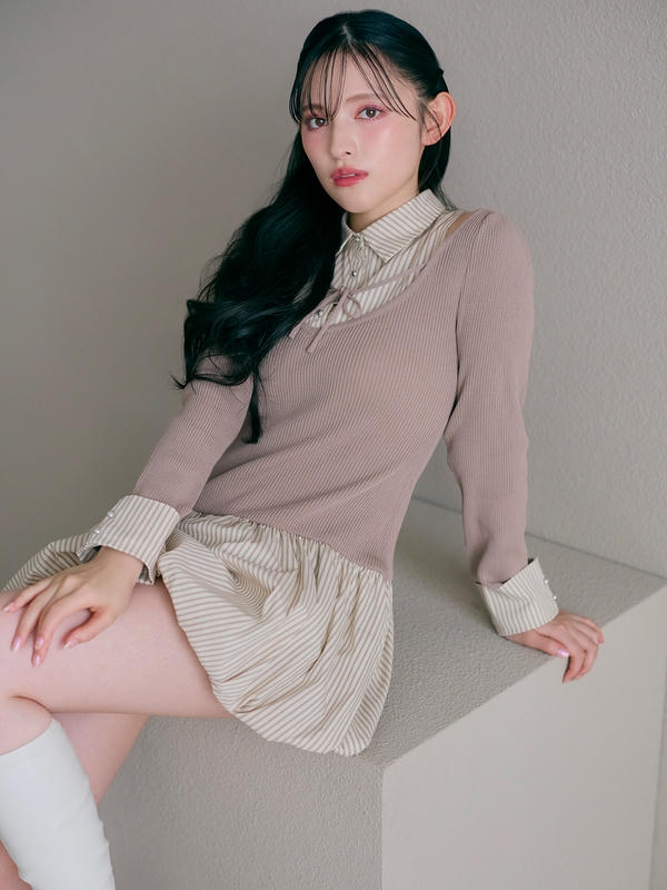 Balloon Knit Mini Onepiece 詳細画像 チャコール 11