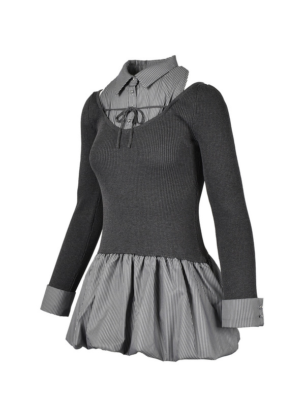 Balloon Knit Mini Onepiece 詳細画像 チャコール 11