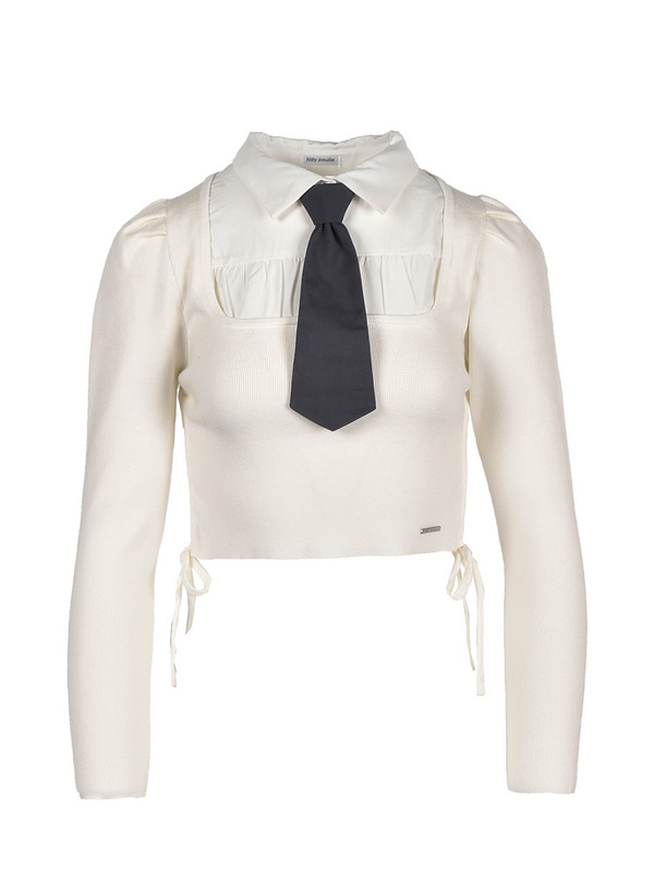 Tie Drawstring Shirt Knit 詳細画像 オフホワイト 1