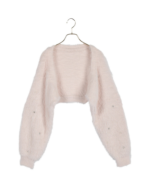 Sleeve Beaded Shaggy Bolero Set 詳細画像 オフホワイト 11