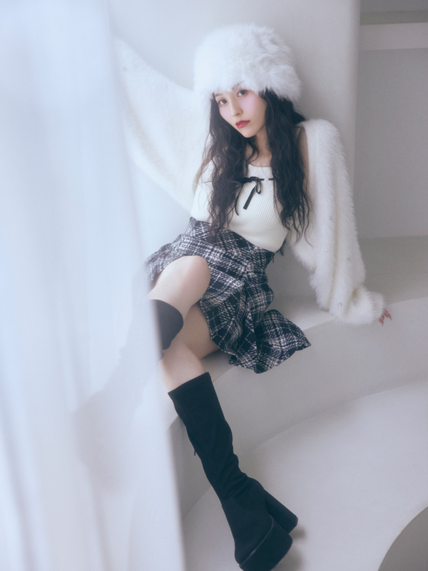 Sleeve Beaded Shaggy Bolero Set 詳細画像 オフホワイト 11