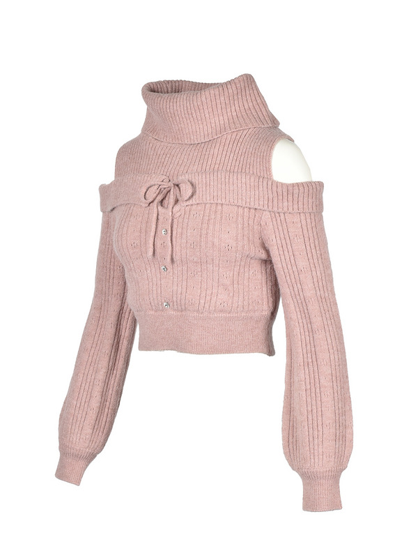 Turtleneck Off Shoulder Knit 詳細画像 オフホワイト 11