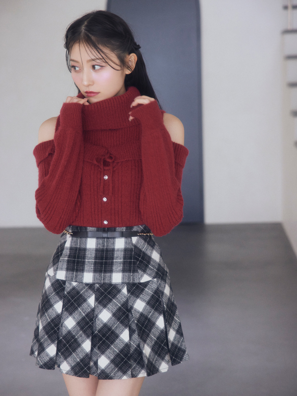 Turtleneck Off Shoulder Knit 詳細画像 オフホワイト 11