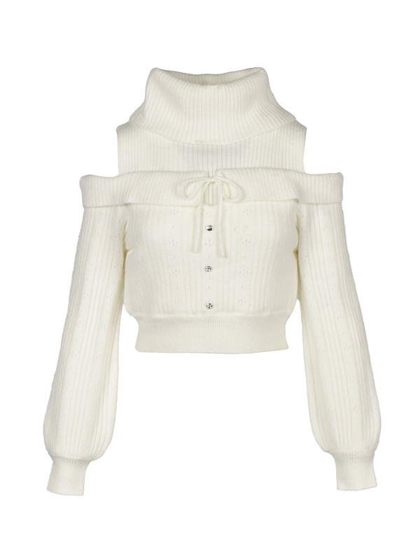 Turtleneck Off Shoulder Knit 詳細画像 オフホワイト 1