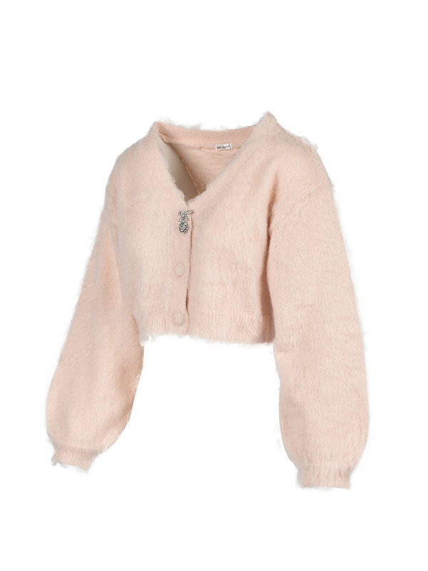 Ribbon Bijou Shaggy Cardigan 詳細画像 チャコール 11