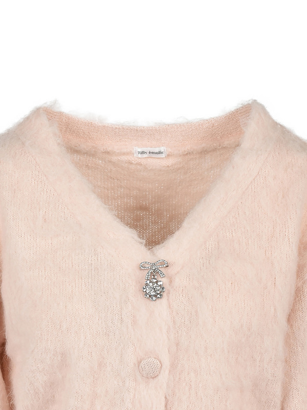 Ribbon Bijou Shaggy Cardigan 詳細画像 チャコール 11