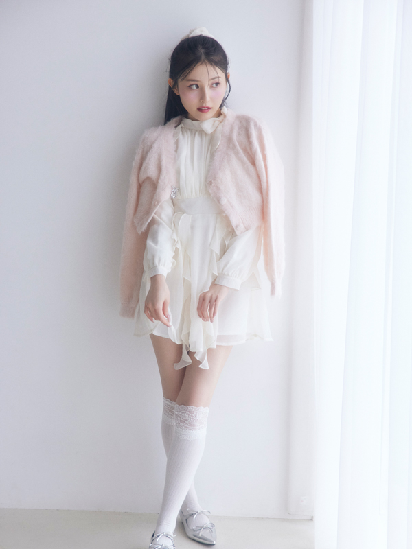 Ribbon Bijou Shaggy Cardigan 詳細画像 チャコール 16