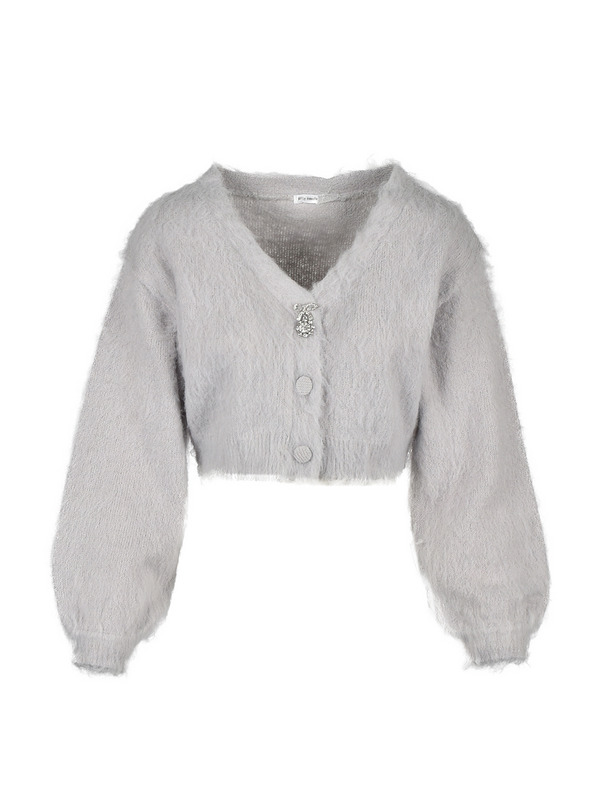 Ribbon Bijou Shaggy Cardigan 詳細画像 アイスグレイ 1