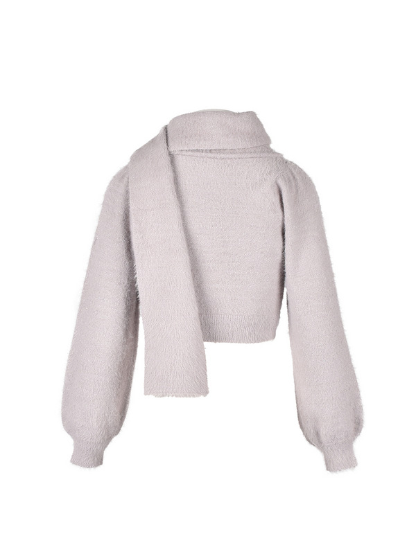 Shaggy Scarf Cardigan Set 詳細画像 ブラック 16