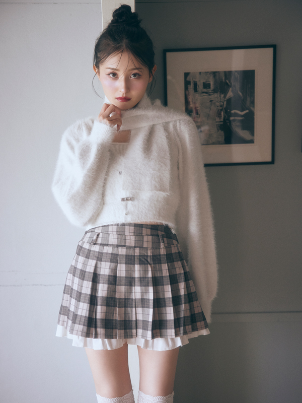 Shaggy Scarf Cardigan Set 詳細画像 ブラック 16