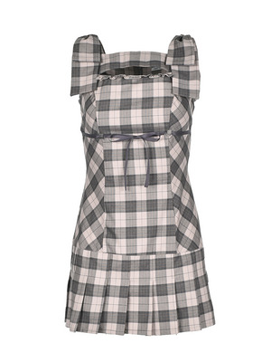 Shoulder Ribbon Check Onepiece