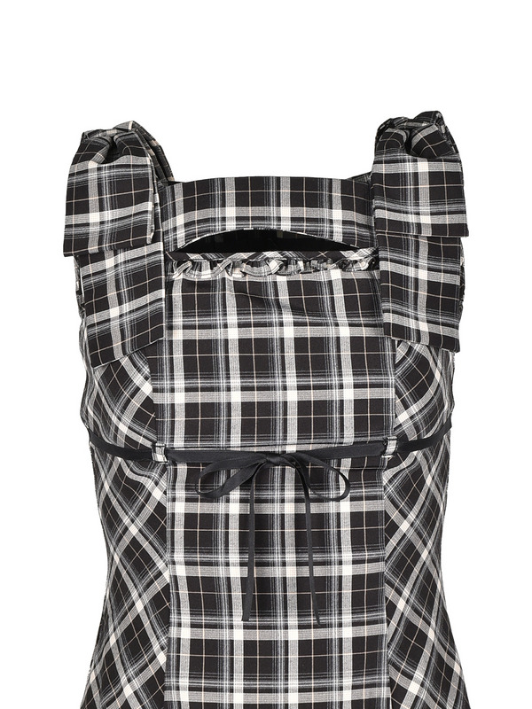 Shoulder Ribbon Check Onepiece 詳細画像 ブラック 11