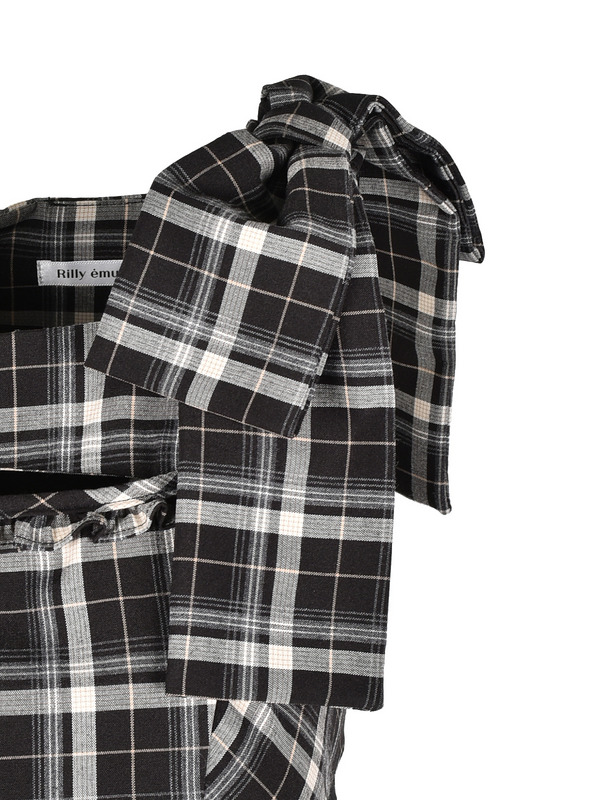 Shoulder Ribbon Check Onepiece 詳細画像 ブラック 11