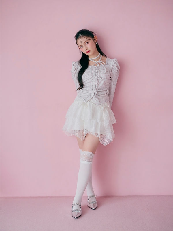 Asymmetry Ribbon Lace Skirt 詳細画像 オフホワイト 11