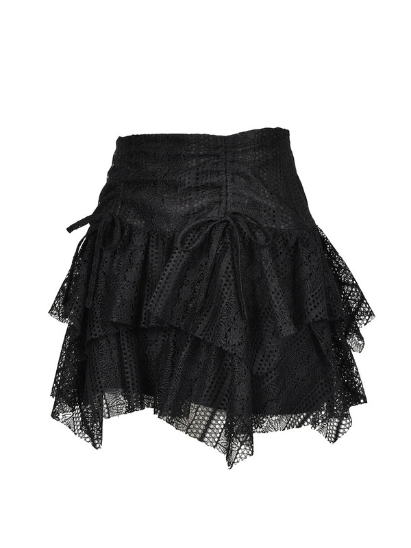 Asymmetry Ribbon Lace Skirt 詳細画像 オフホワイト 11