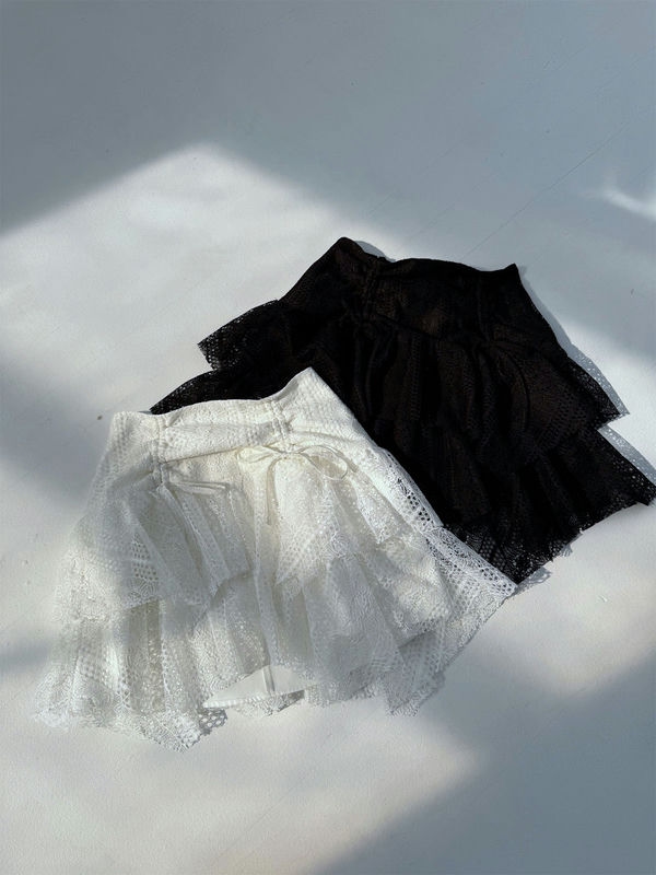Asymmetry Ribbon Lace Skirt 詳細画像 オフホワイト 11