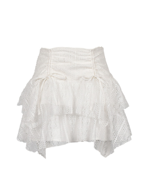 Asymmetry Ribbon Lace Skirt 詳細画像 オフホワイト 1