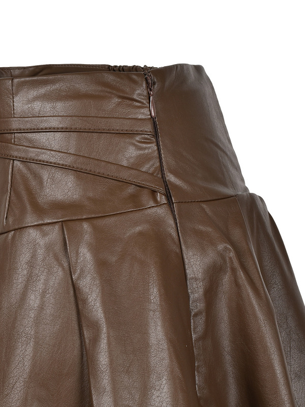 Cross Leather Pleats Skirt 詳細画像 ブラック 11