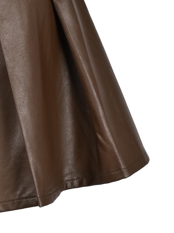 Cross Leather Pleats Skirt 詳細画像 ブラック 11