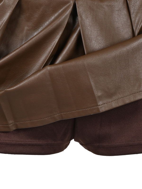 Cross Leather Pleats Skirt 詳細画像 ブラック 11
