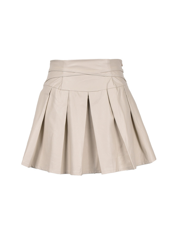 Cross Leather Pleats Skirt 詳細画像 アイボリー 1