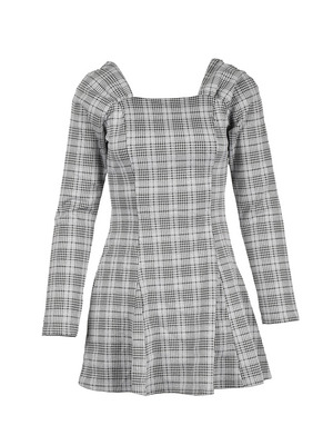 Back Ribbon Check Sweat Onepiece