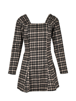 Back Ribbon Check Sweat Onepiece