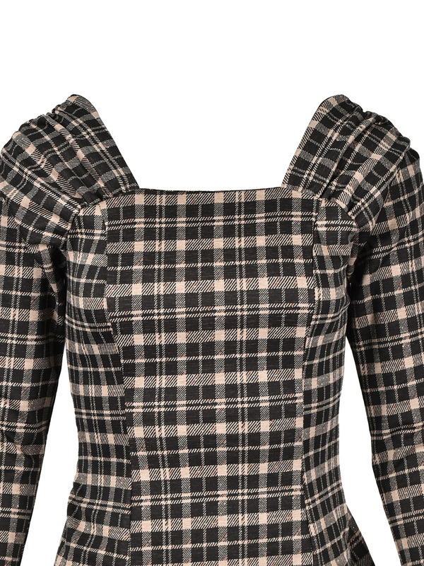 Back Ribbon Check Sweat Onepiece 詳細画像 ブラック 11