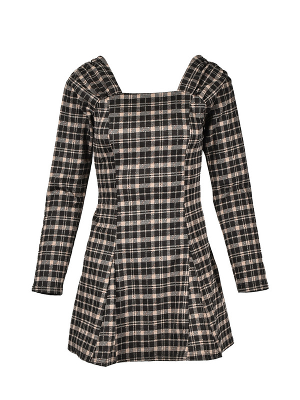 Back Ribbon Check Sweat Onepiece 詳細画像 ブラック 1