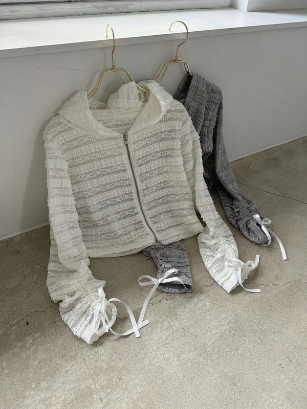 Lace Ribbon Hoodie Set 詳細画像 ブラック 11