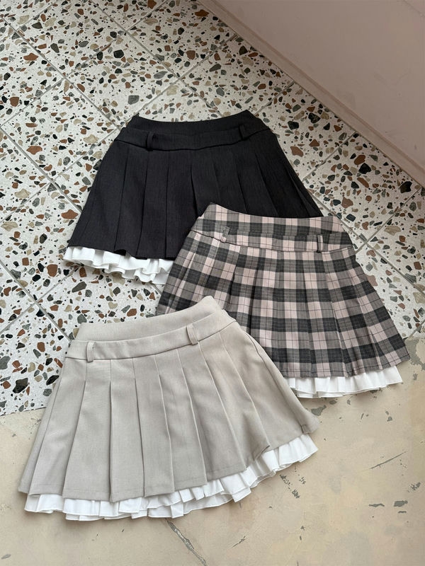 Hem Ruffle Pleats Skirt 詳細画像 チャコール 11