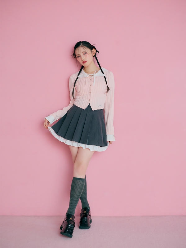 Hem Ruffle Pleats Skirt 詳細画像 チャコール 11