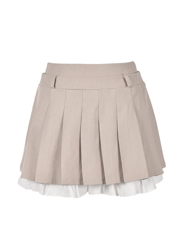 Hem Ruffle Pleats Skirt 詳細画像 ベージュ 1