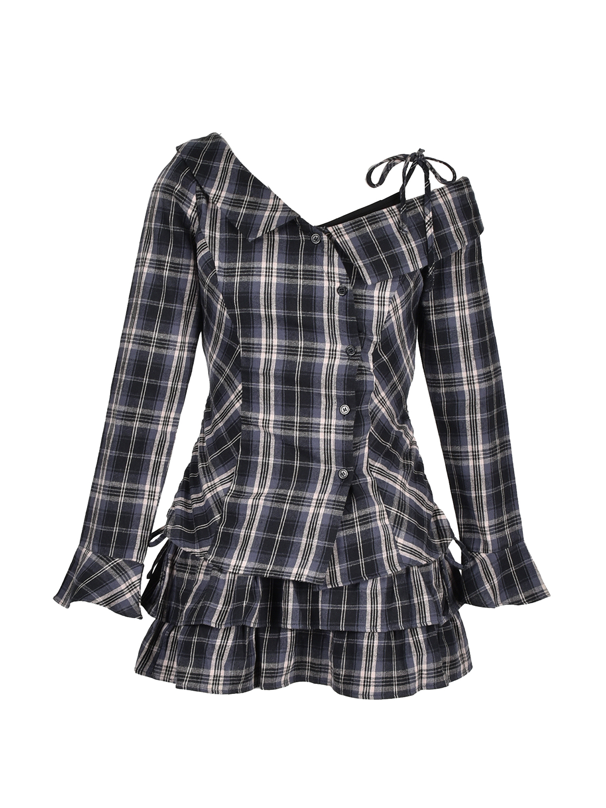 リリーエミュリ Shoulder Ribbon Check Onepiece リリーエミュリ Shoulder Ribbon Check Onepiece Shoulder