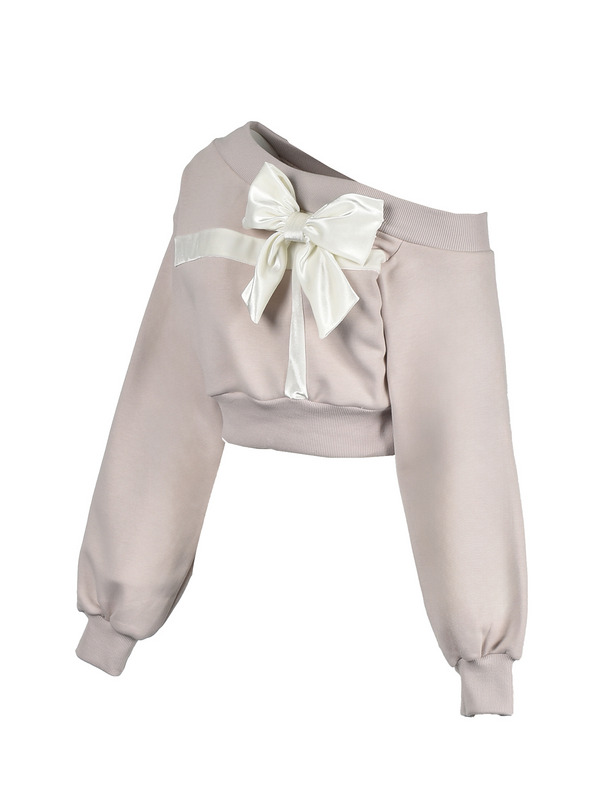Ribbon One shoulder Sweat 詳細画像 ブラック 11
