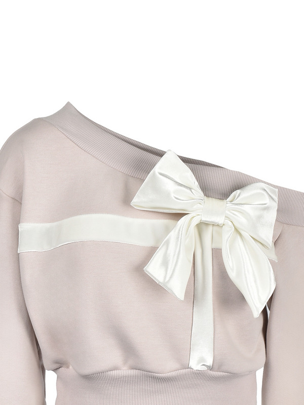 Ribbon One shoulder Sweat 詳細画像 ブラック 11