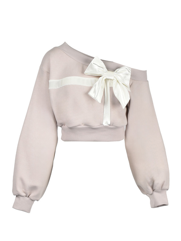 Ribbon One shoulder Sweat 詳細画像 ピンク 1