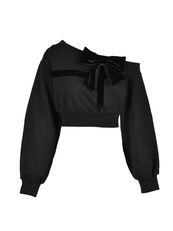 Ribbon One shoulder Sweat 詳細画像 ブラック 1