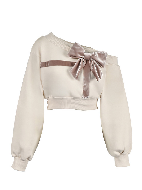 Ribbon One shoulder Sweat 詳細画像 クリーム 1