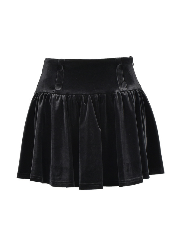 Velvet Gather Mini Skirt 詳細画像 ブラック 1