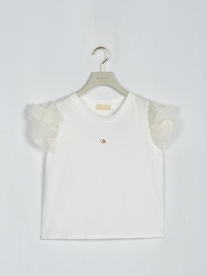 チュール袖Tシャツ