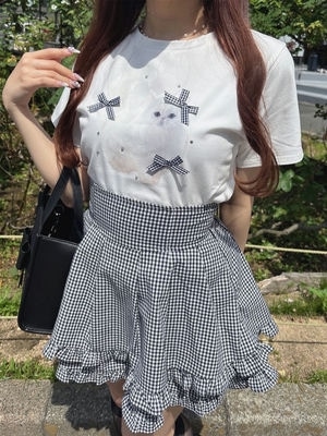 猫ちゃんリボンTシャツ